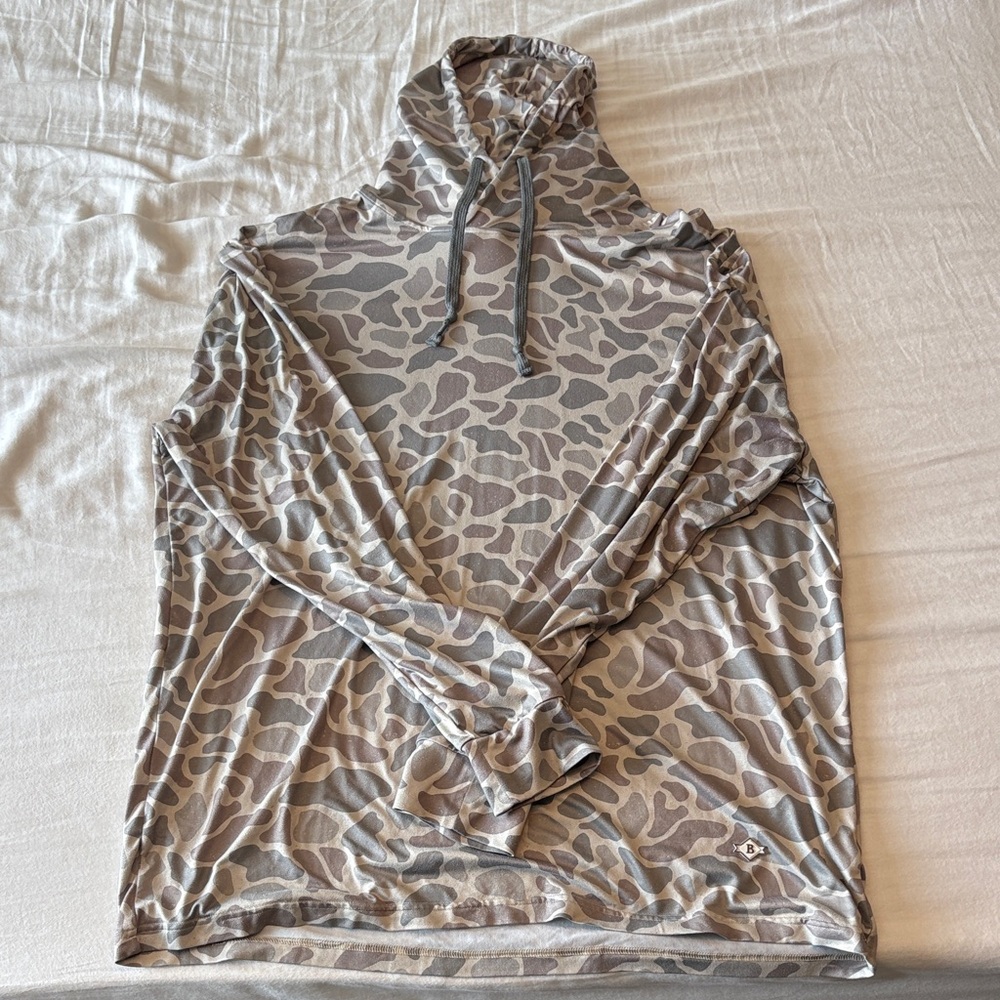 BURLEBO Beige and Taupe Camo Long-Sleeve Hoodie